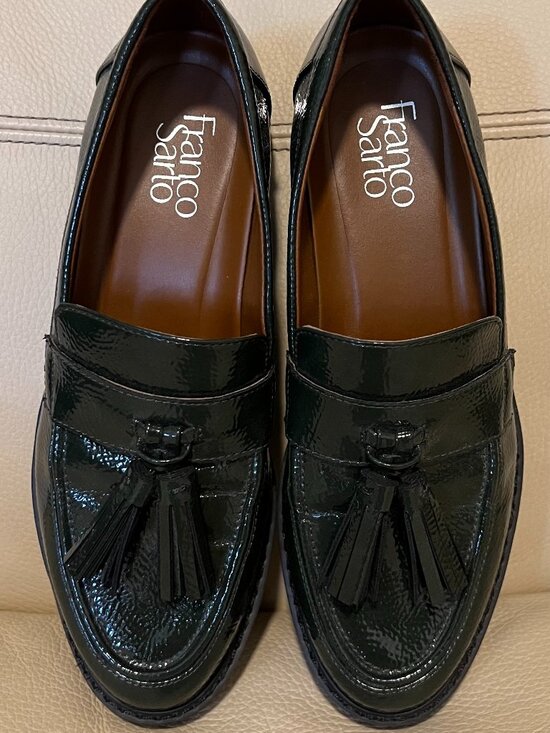 Franco Sarto Carolynn Tassel Loafer Hunter Green Size 7.5 Pebbled Patent Leather - Picture 5 of 7